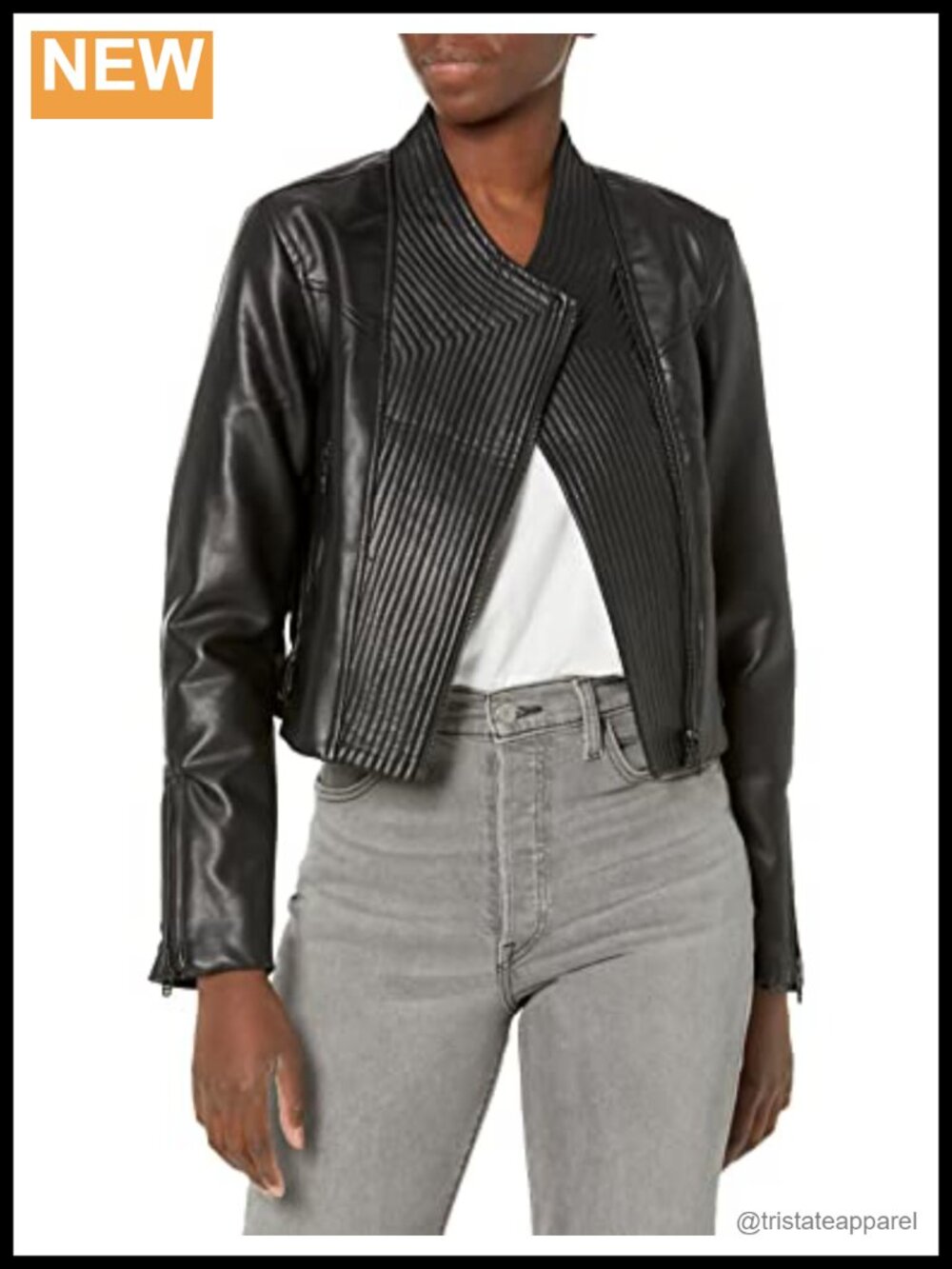 Quilted Moto Jacket PU Leather Long Sleeve Zip Up Women's Fall Layer